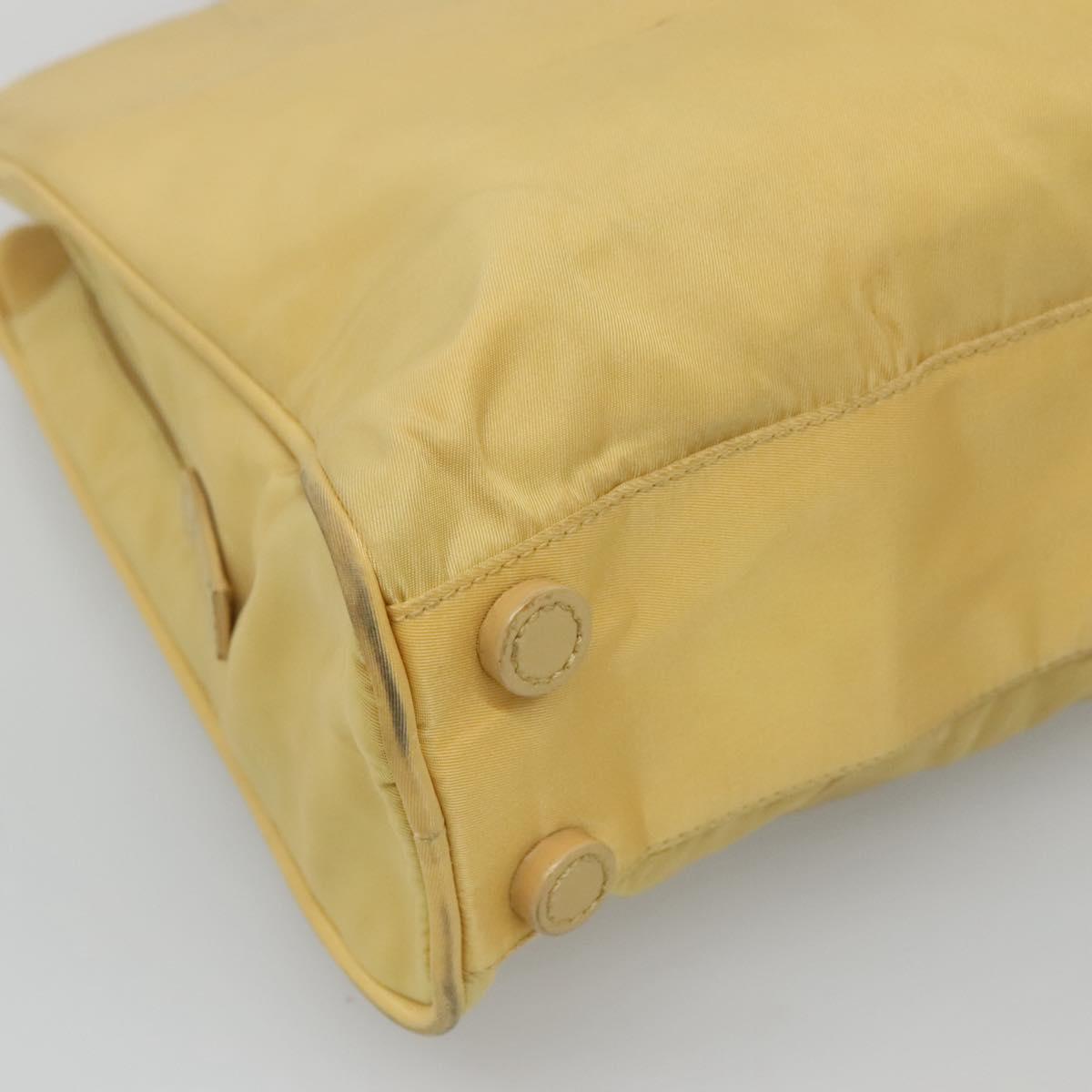 PRADA Hand Bag Nylon Yellow Silver Auth bs25222