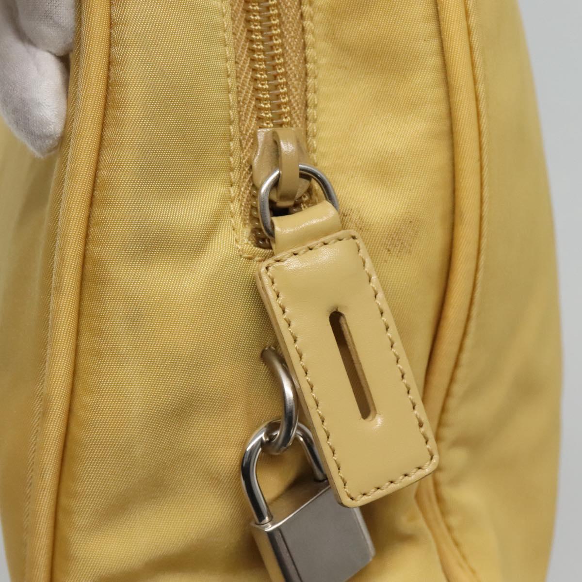 PRADA Hand Bag Nylon Yellow Silver Auth bs25222