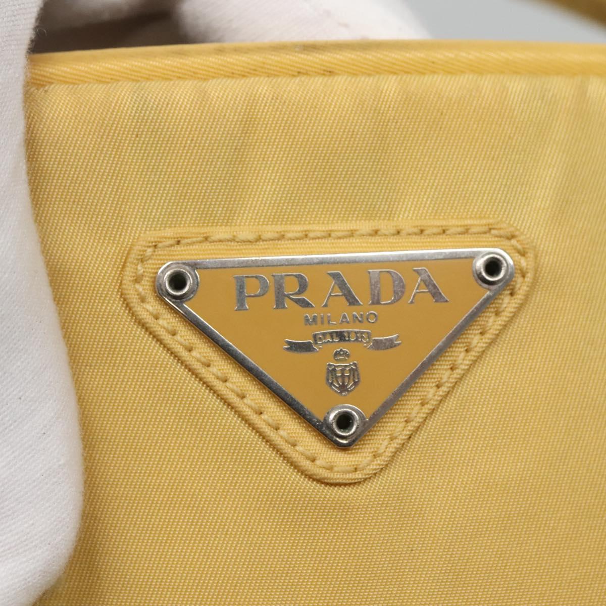 PRADA Hand Bag Nylon Yellow Silver Auth bs25222
