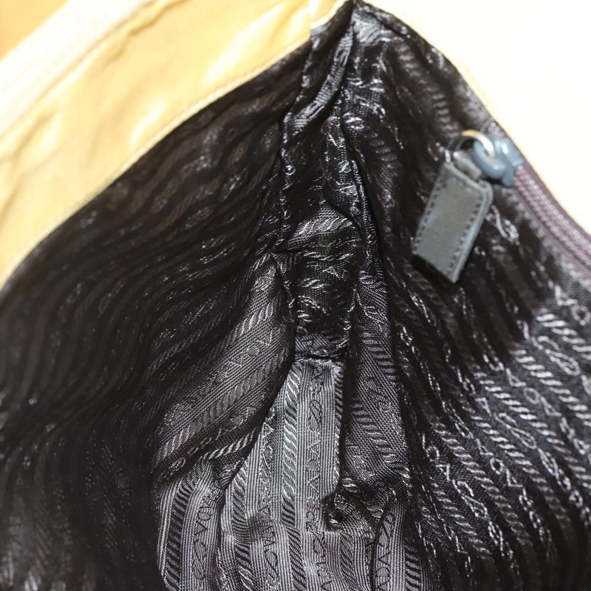 PRADA Hand Bag Nylon Yellow Silver Auth bs25222