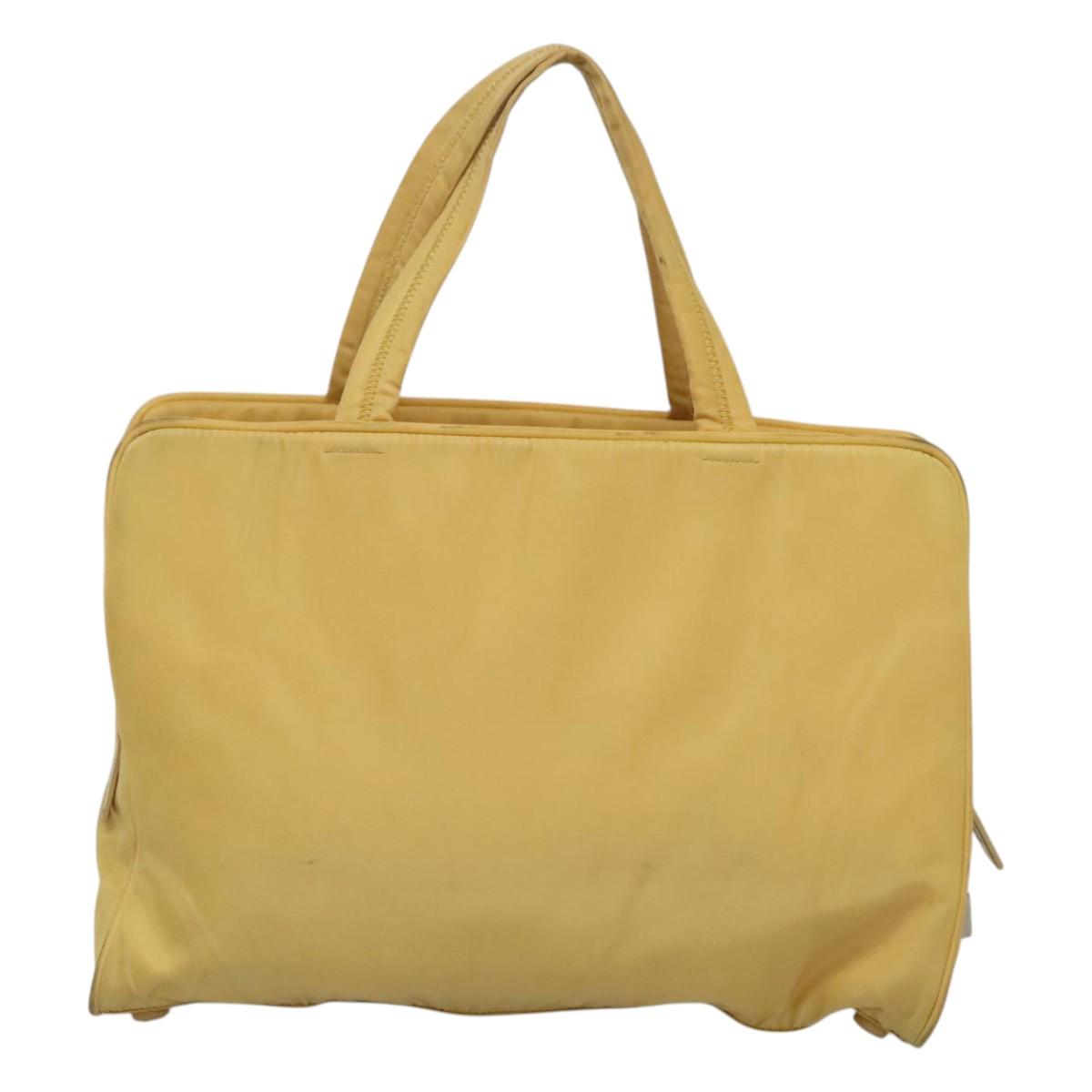 PRADA Hand Bag Nylon Yellow Silver Auth bs25222