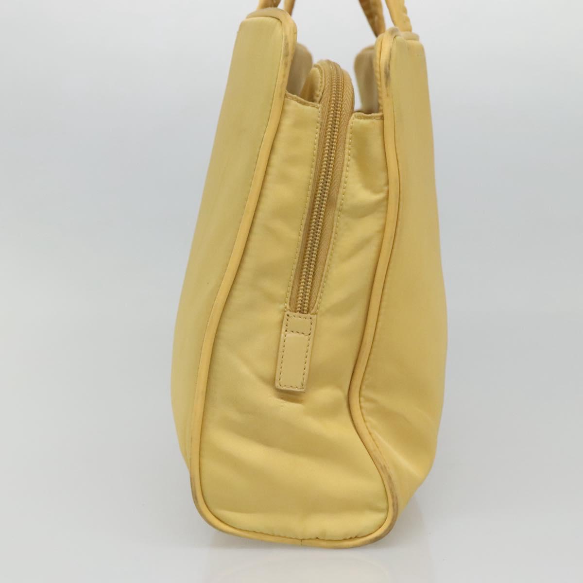 PRADA Hand Bag Nylon Yellow Silver Auth bs25222