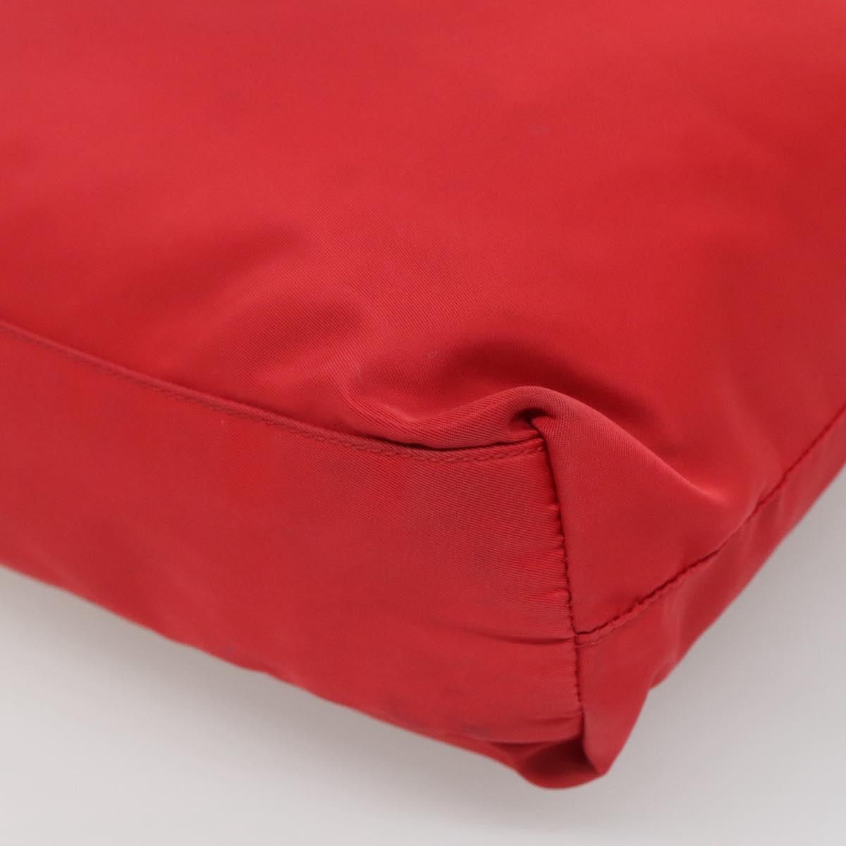 PRADA Shoulder Bag Nylon Red Silver Auth bs25223