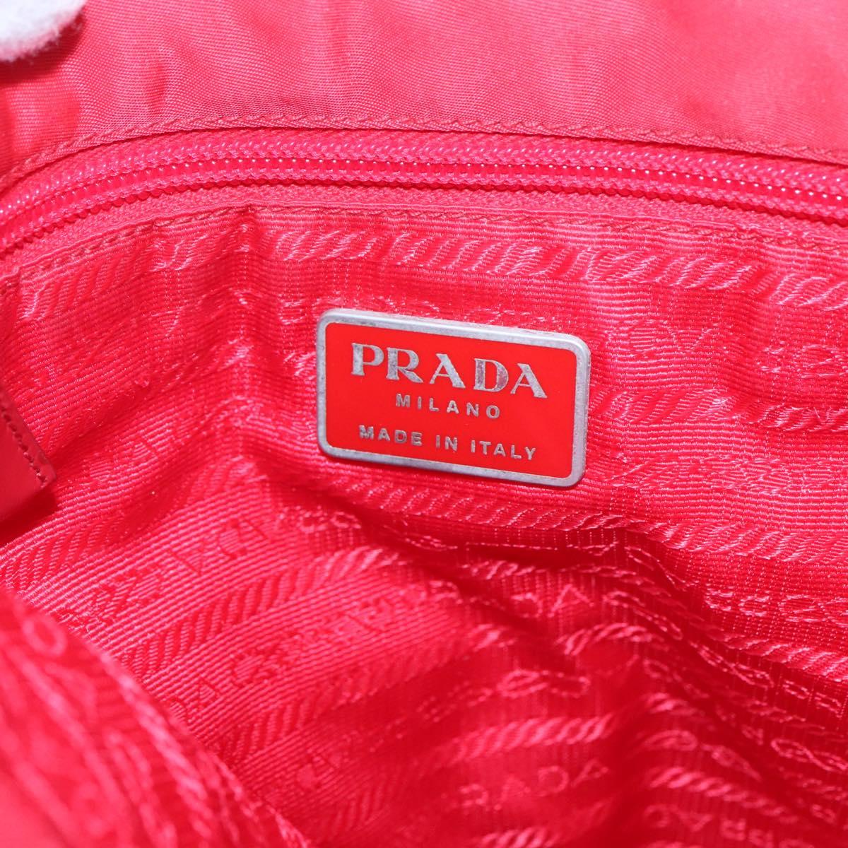 PRADA Shoulder Bag Nylon Red Silver Auth bs25223