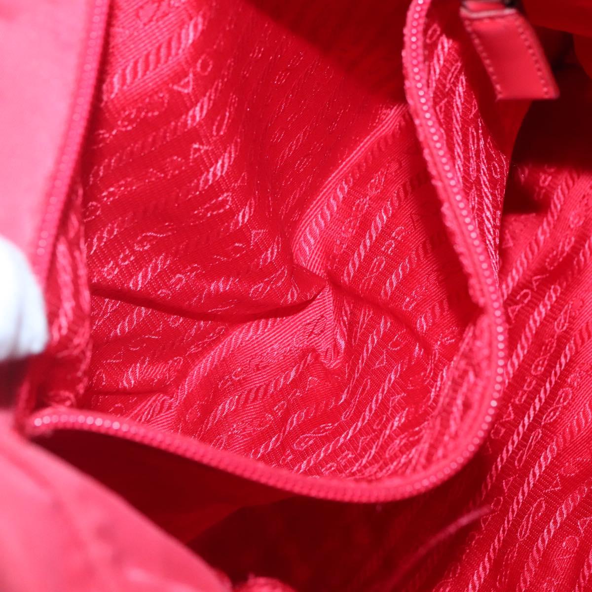 PRADA Shoulder Bag Nylon Red Silver Auth bs25223