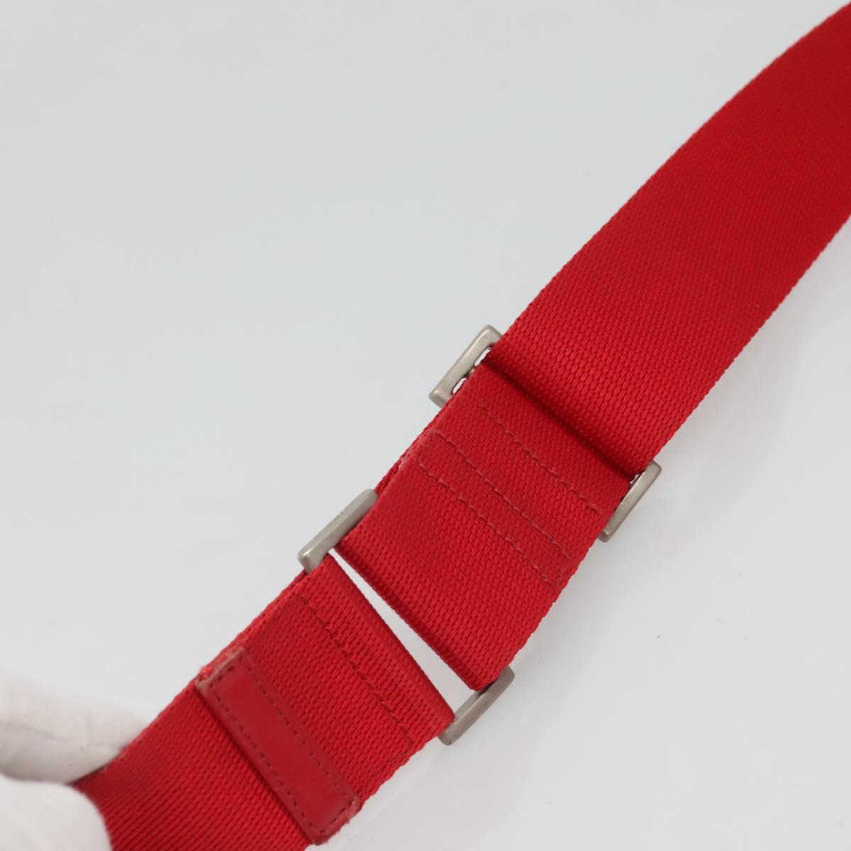 PRADA Shoulder Bag Nylon Red Silver Auth bs25223