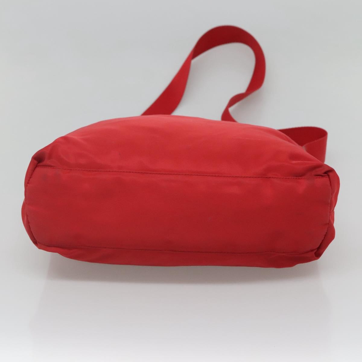 PRADA Shoulder Bag Nylon Red Silver Auth bs25223
