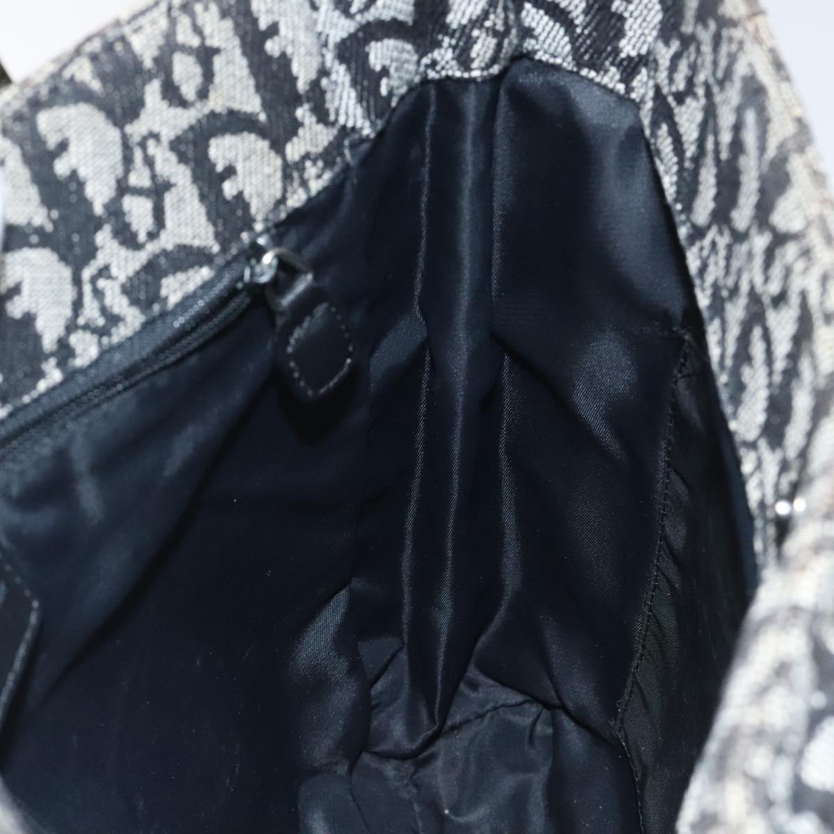 Christian Dior Trotter Canvas Hand Bag Black Silver Auth bs25227