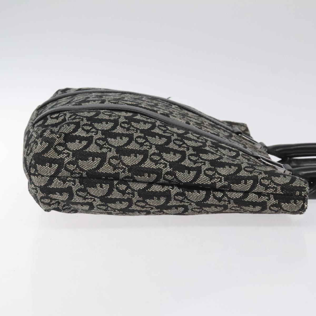 Christian Dior Trotter Canvas Hand Bag Black Silver Auth bs25227