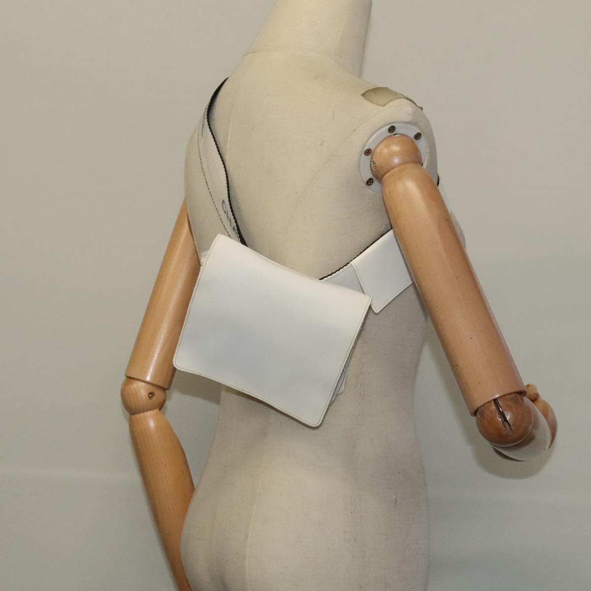 CHANEL Waist Bag Nylon White CC Auth bs25229