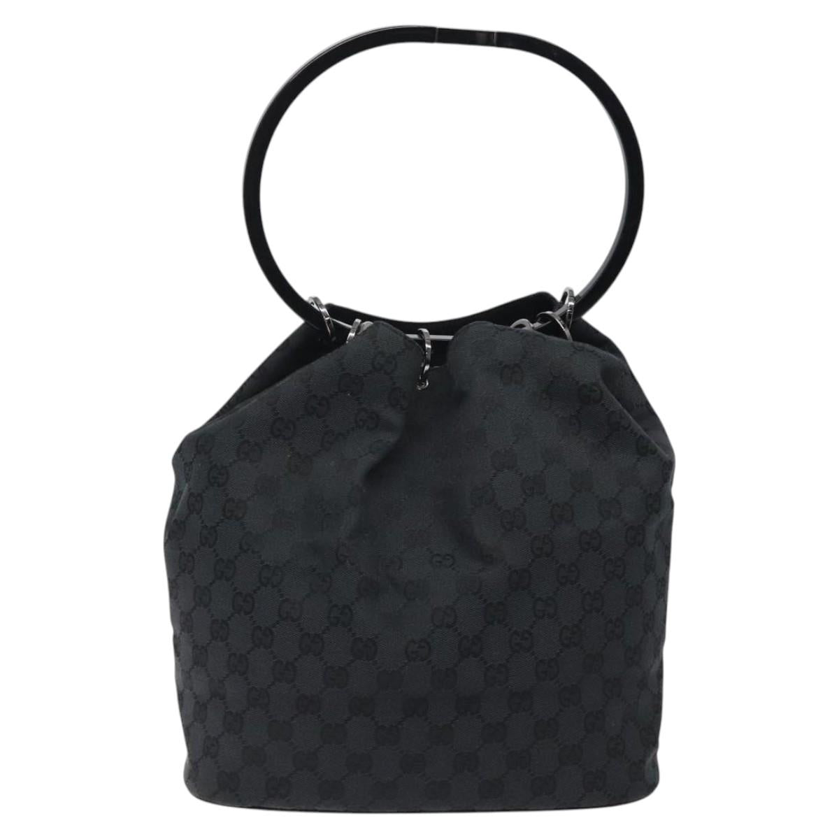 GUCCI GG Canvas Shoulder Bag Black Silver 001 3738 001998 Auth bs25242