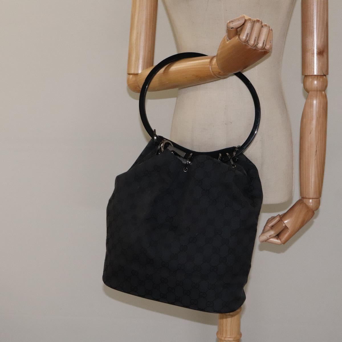 GUCCI GG Canvas Shoulder Bag Black Silver 001 3738 001998 Auth bs25242