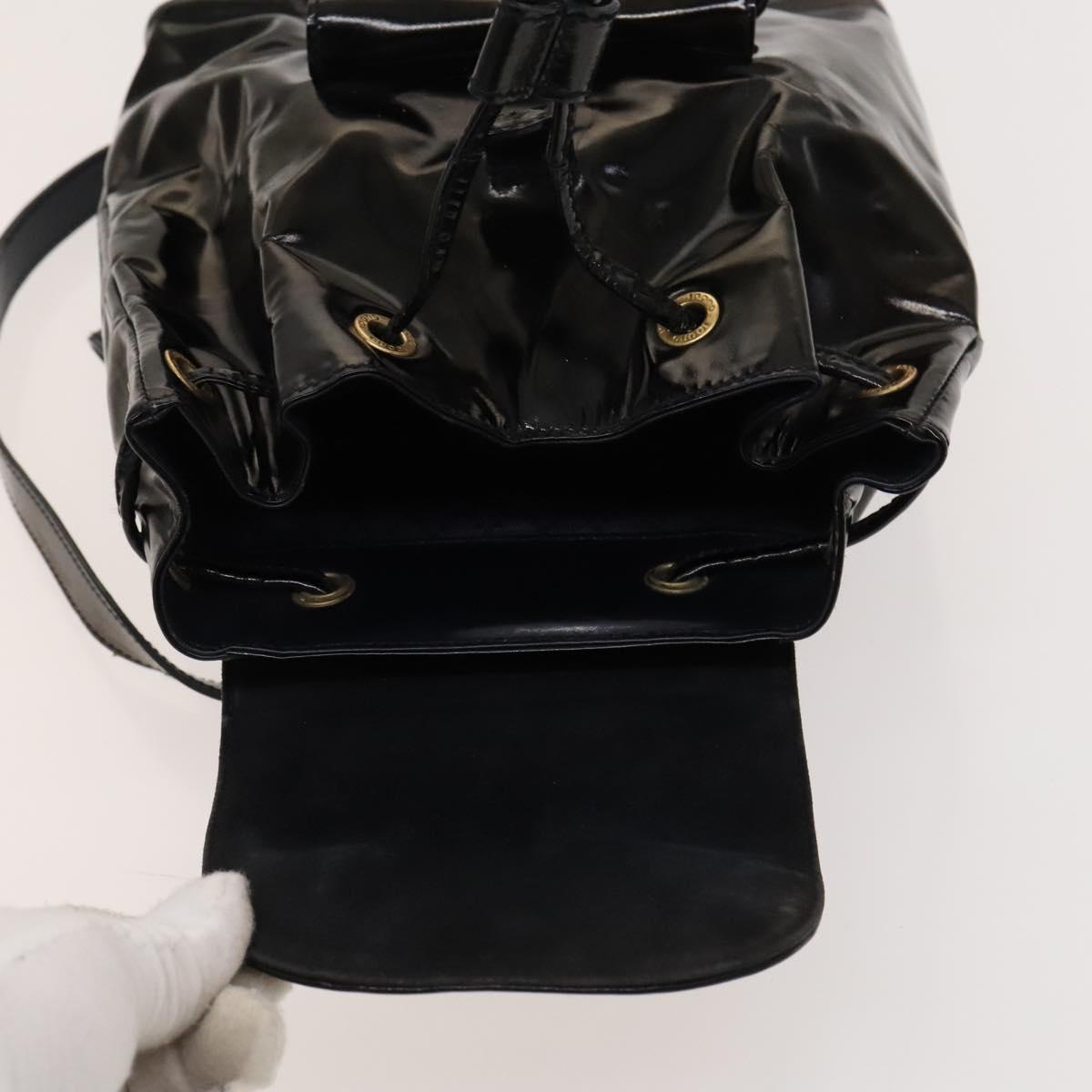 GUCCI Bamboo Backpack Enamel Black Gold 003 1705 0030 Auth bs25250