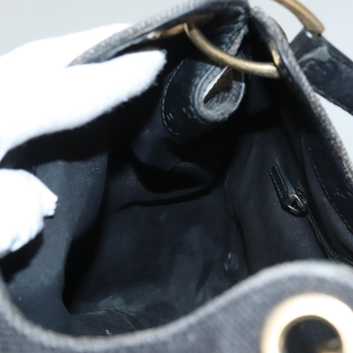 GUCCI Shoulder Bag Canvas Outlet Black Gold 257268 Auth bs25254