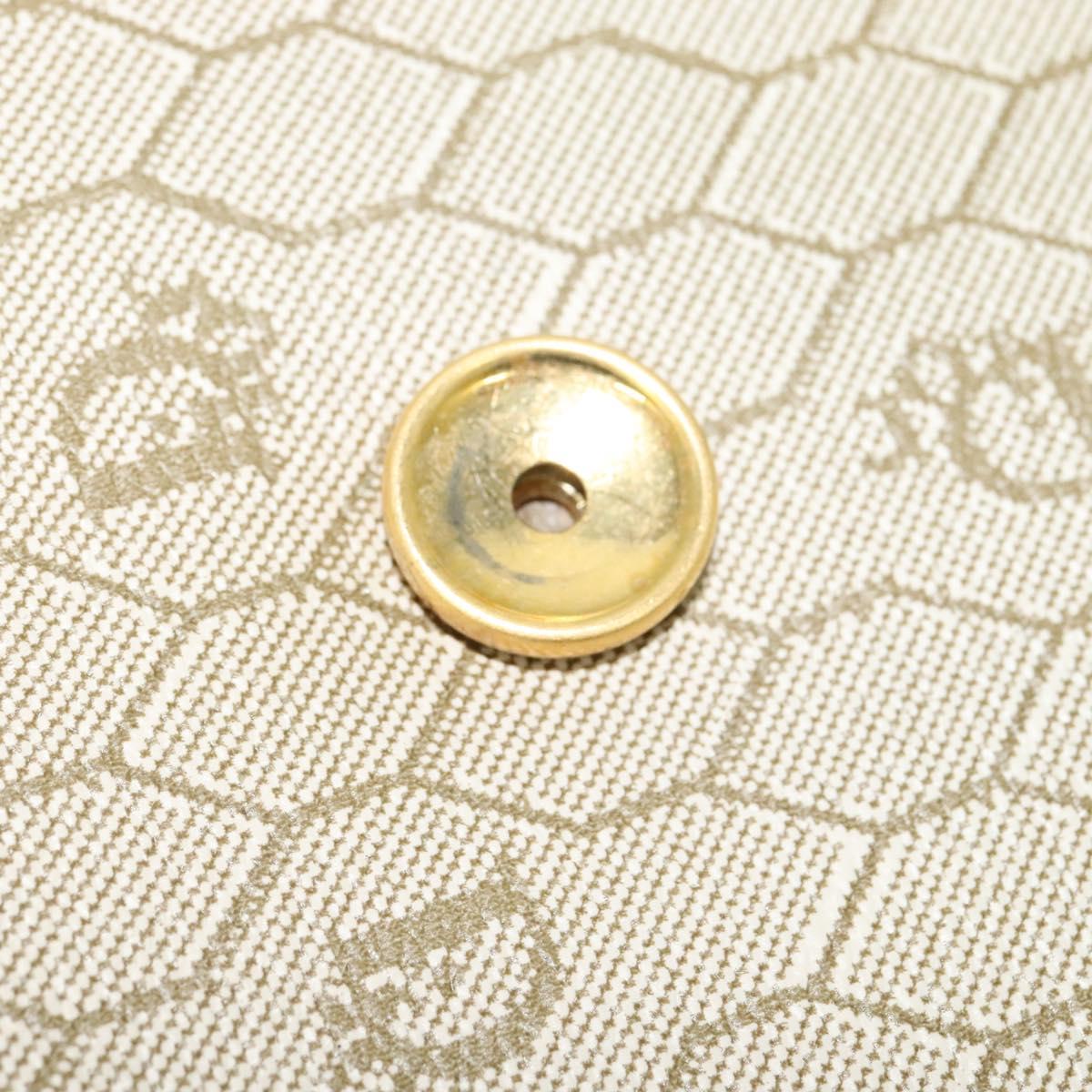 Christian Dior Honeycomb Canvas Shoulder Bag PVC Leather Beige Gold Auth bs25264