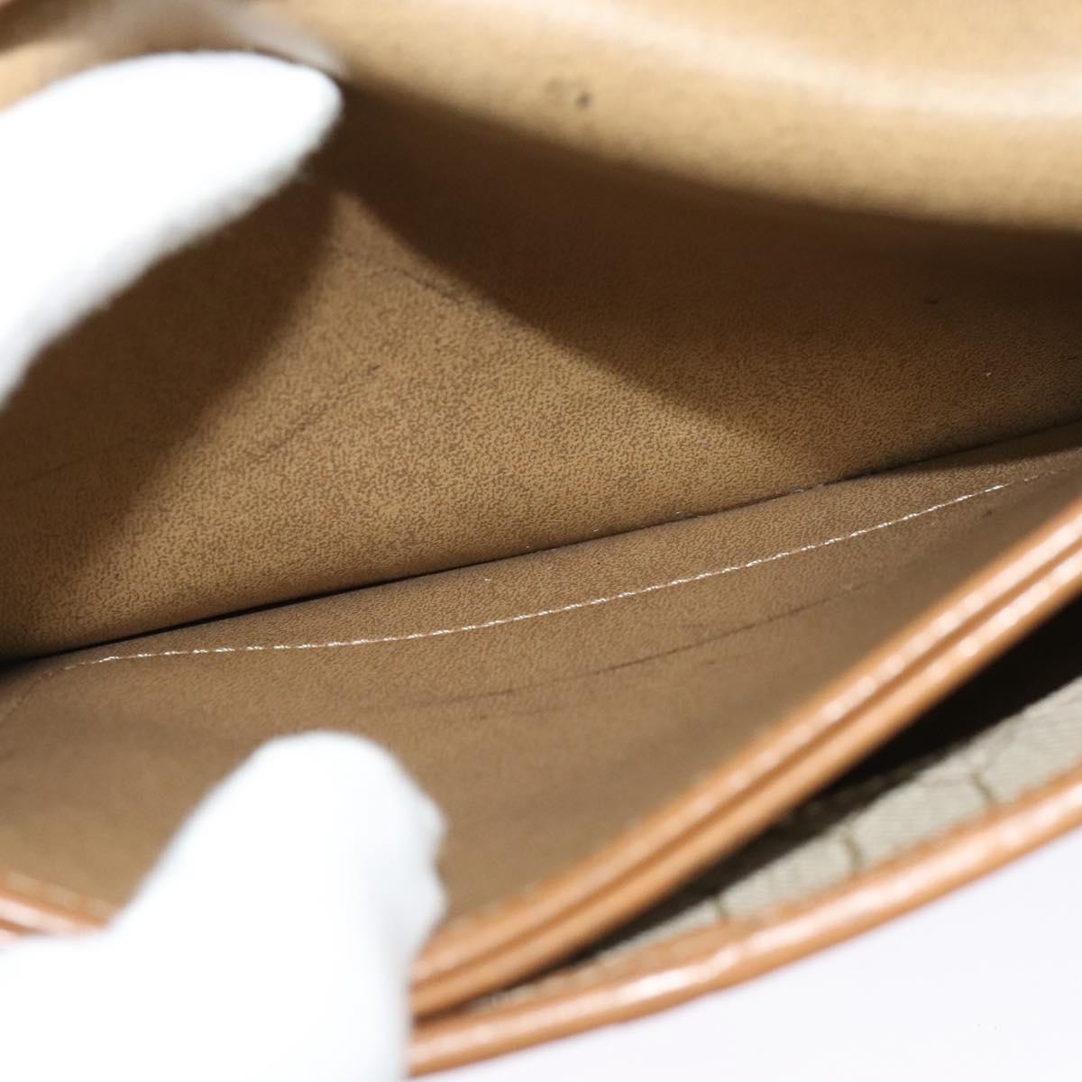 Christian Dior Honeycomb Canvas Shoulder Bag PVC Leather Beige Gold Auth bs25264