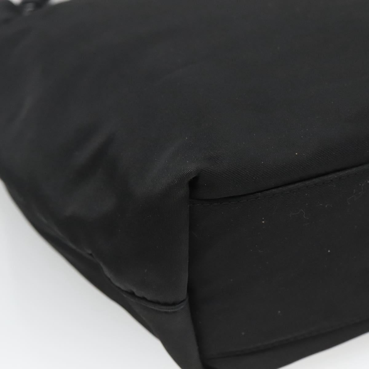 Christian Dior Maris Pearl Hand Bag Nylon Black Silver Auth bs25265