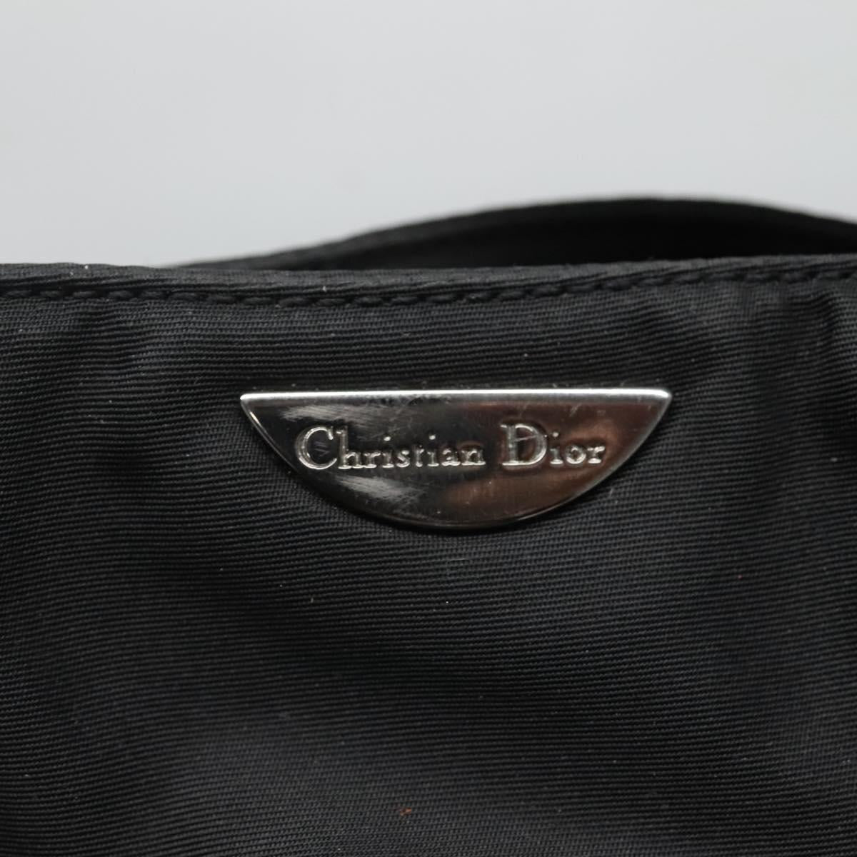 Christian Dior Maris Pearl Hand Bag Nylon Black Silver Auth bs25265