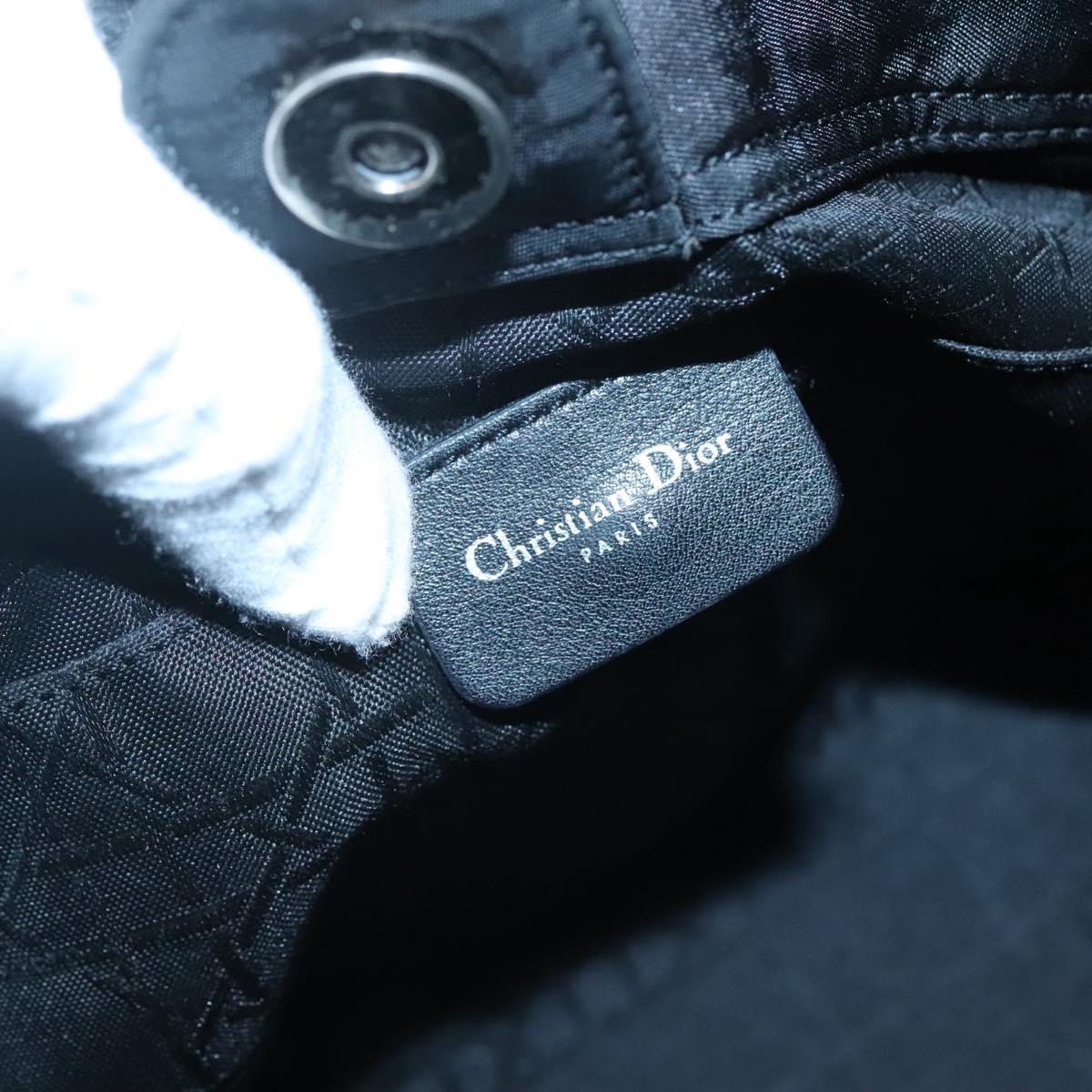 Christian Dior Maris Pearl Hand Bag Nylon Black Silver Auth bs25265