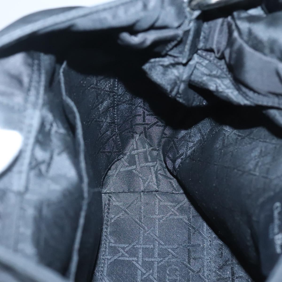 Christian Dior Maris Pearl Hand Bag Nylon Black Silver Auth bs25265