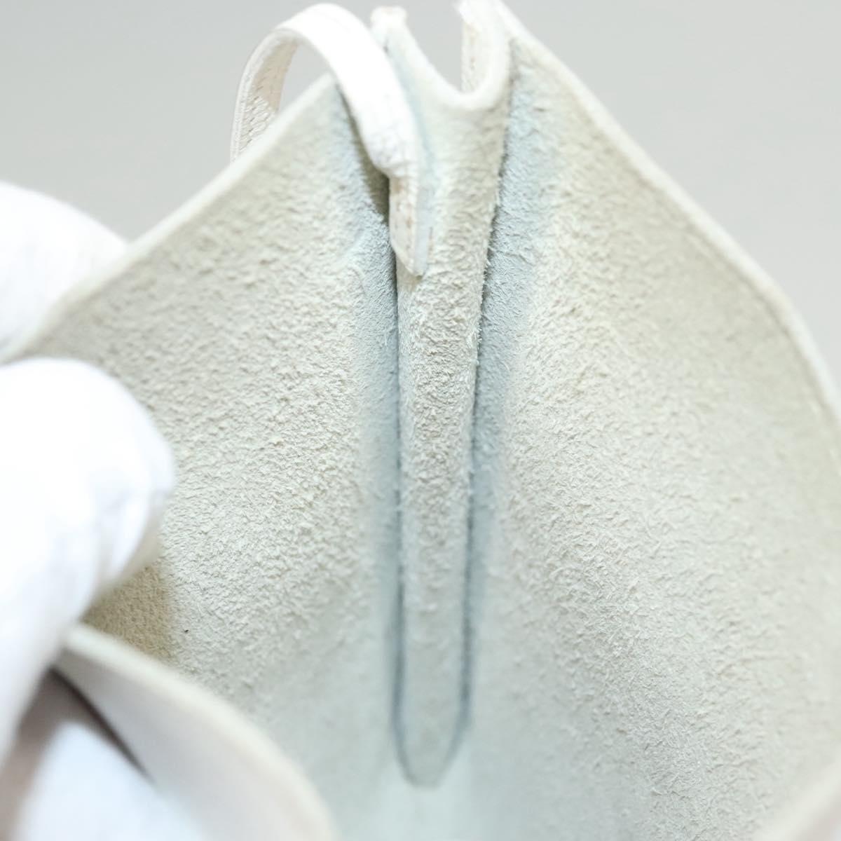 HERMES Omenitu Shoulder Bag Leather White Auth bs25279