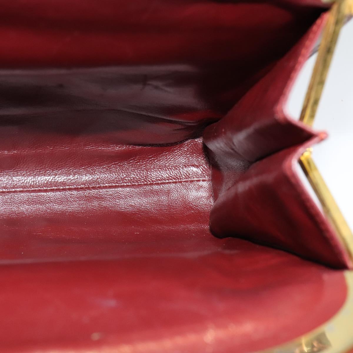 CARTIER Must Line Gamaguchi Shoulder Bag Leather Bordeaux Gold Auth bs25315