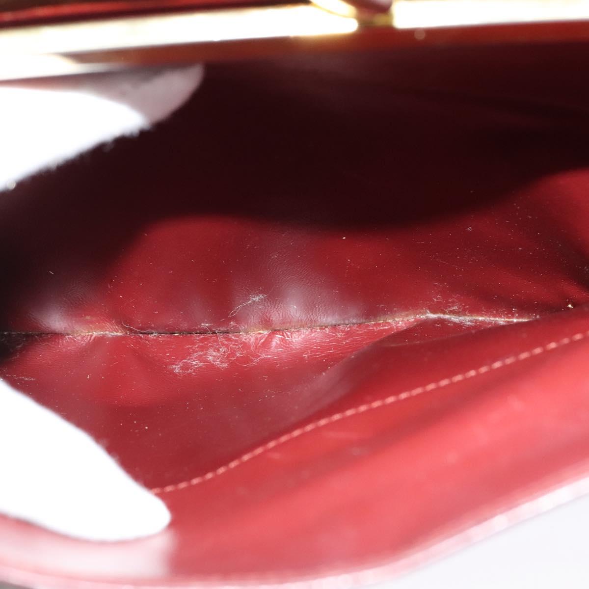 CARTIER Must Line Gamaguchi Shoulder Bag Leather Bordeaux Gold Auth bs25315