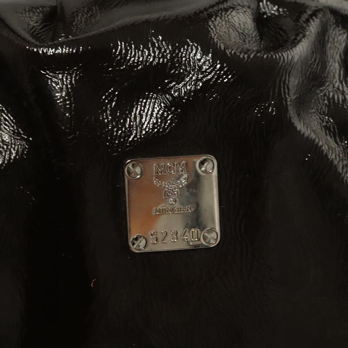 MCM Shoulder Bag Enamel Brown Silver Auth bs25319