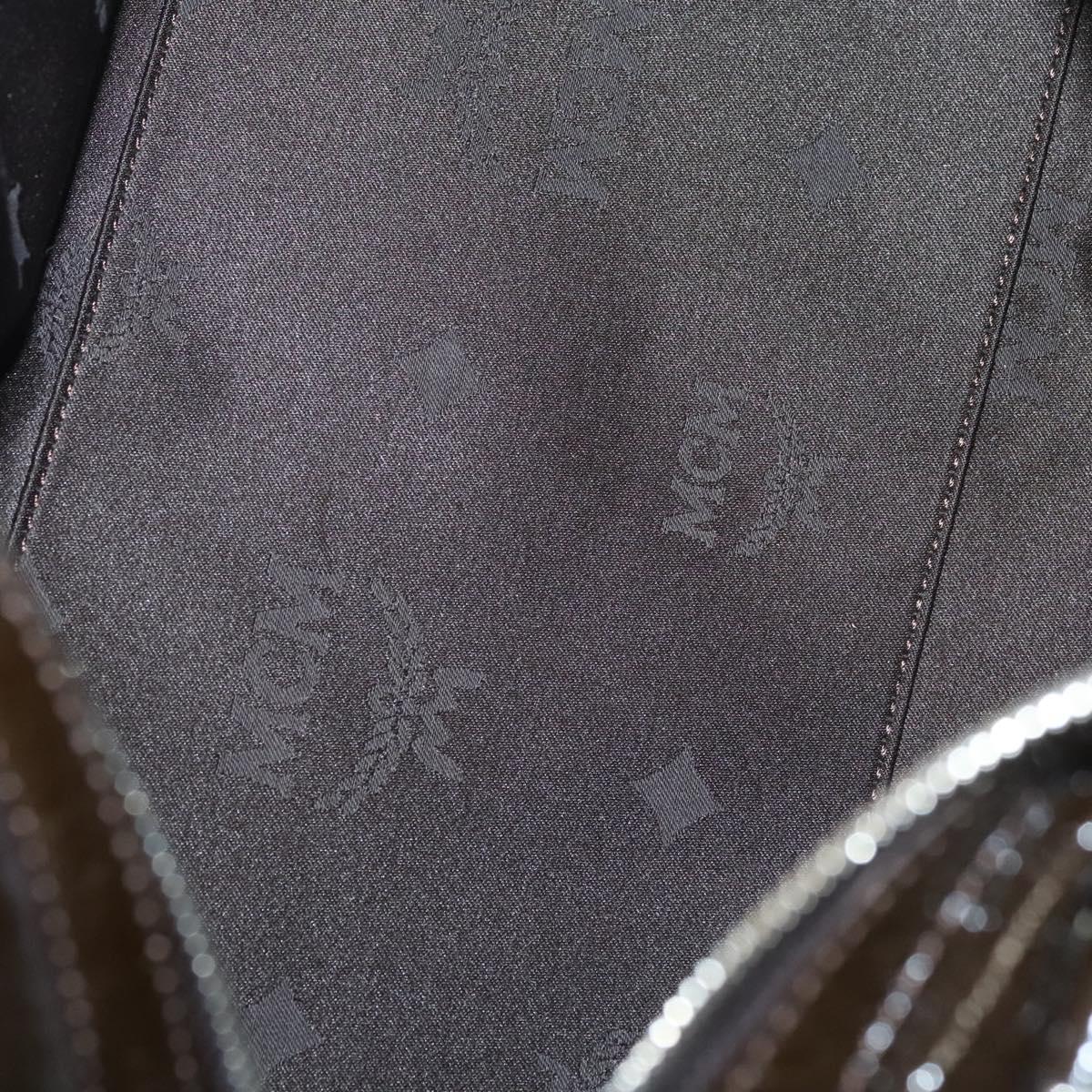 MCM Shoulder Bag Enamel Brown Silver Auth bs25319