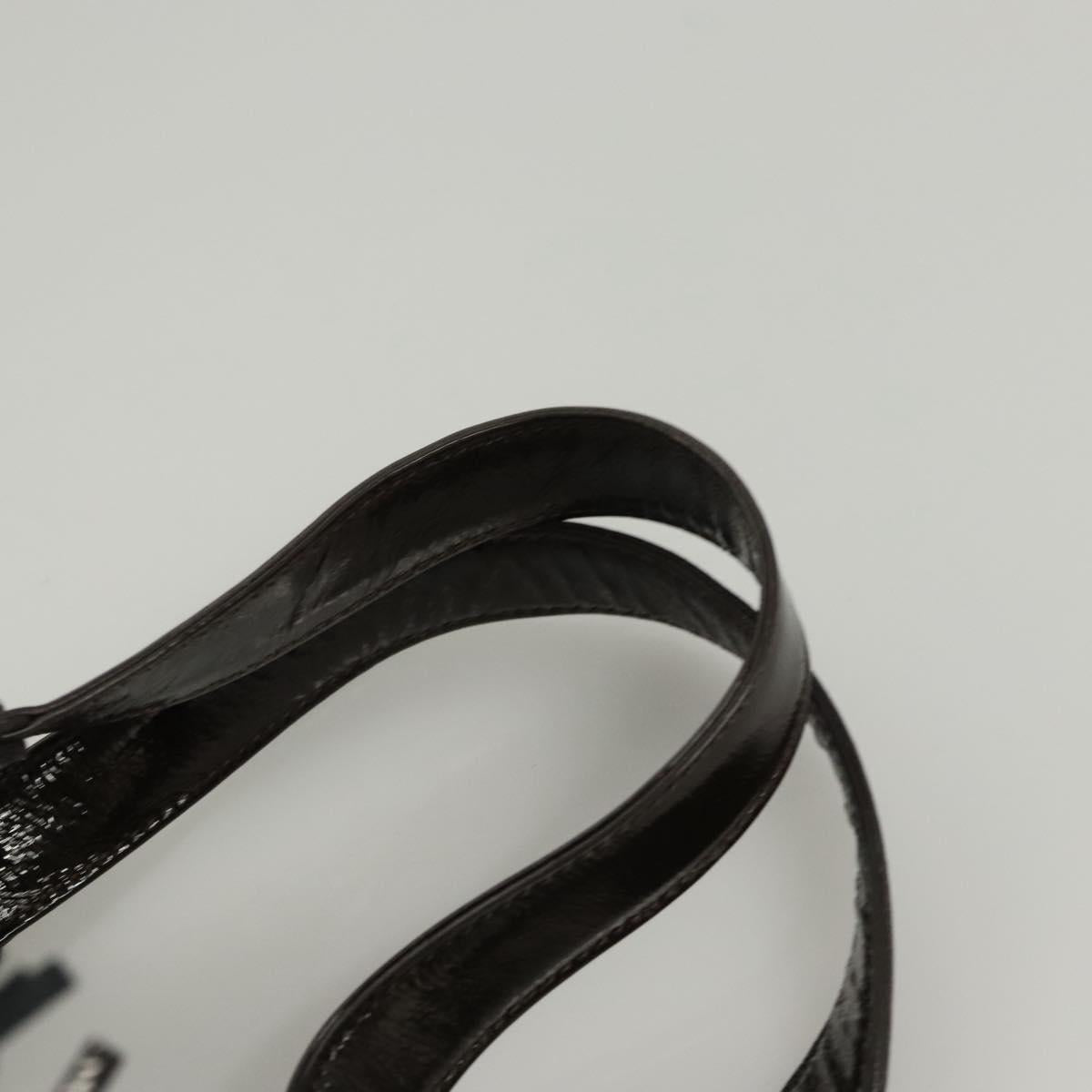 MCM Shoulder Bag Enamel Brown Silver Auth bs25319