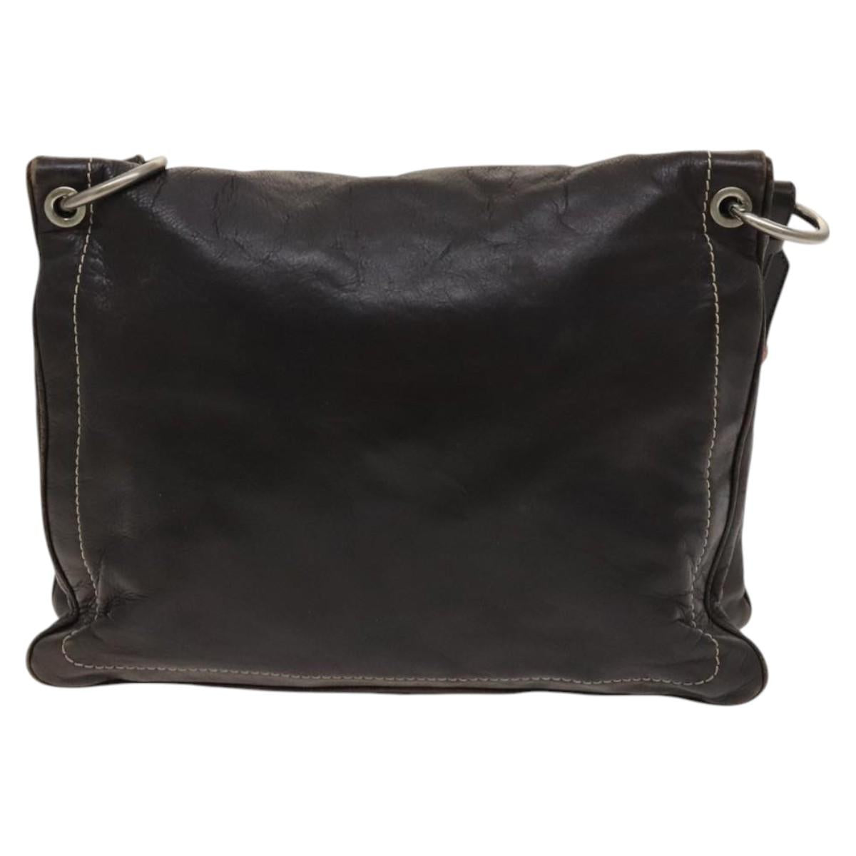 BALLY Shoulder Bag Leather Brown Auth bs25320