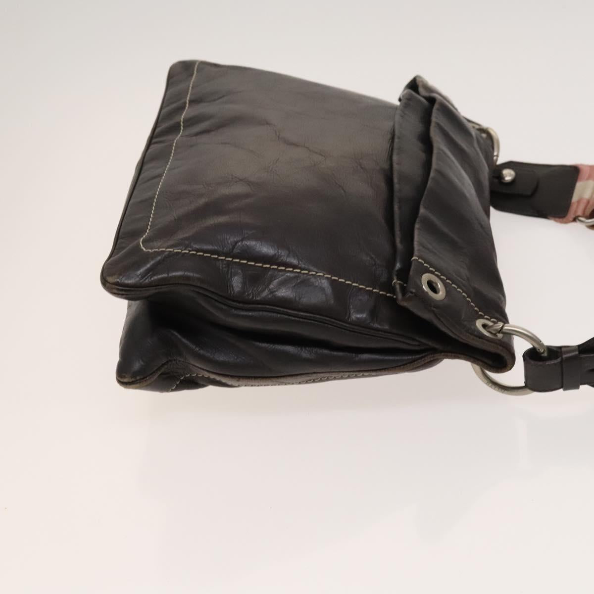 BALLY Shoulder Bag Leather Brown Auth bs25320