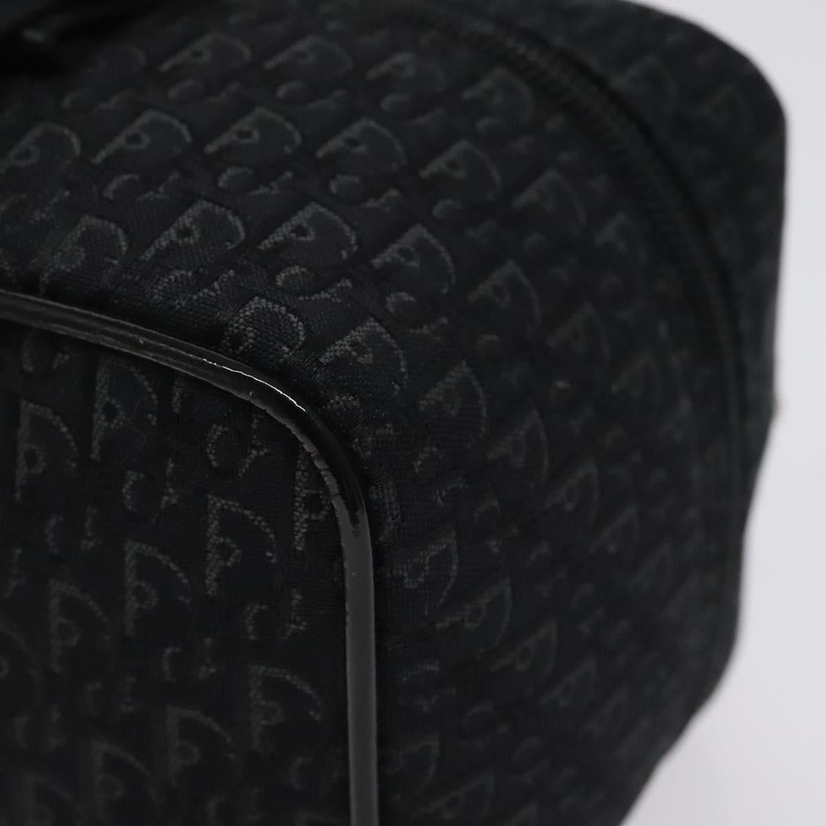 Christian Dior Trotter Canvas Vanity Pouch Black Silver Auth bs25322