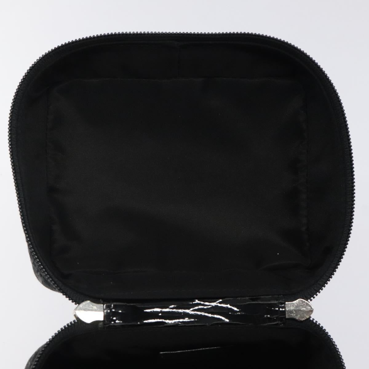 Christian Dior Trotter Canvas Vanity Pouch Black Silver Auth bs25322