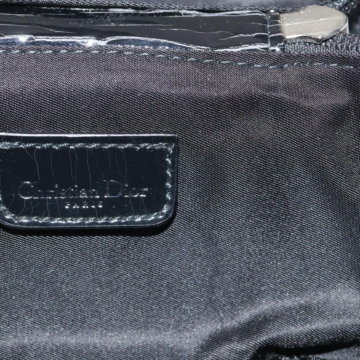 Christian Dior Trotter Canvas Vanity Pouch Black Silver Auth bs25322