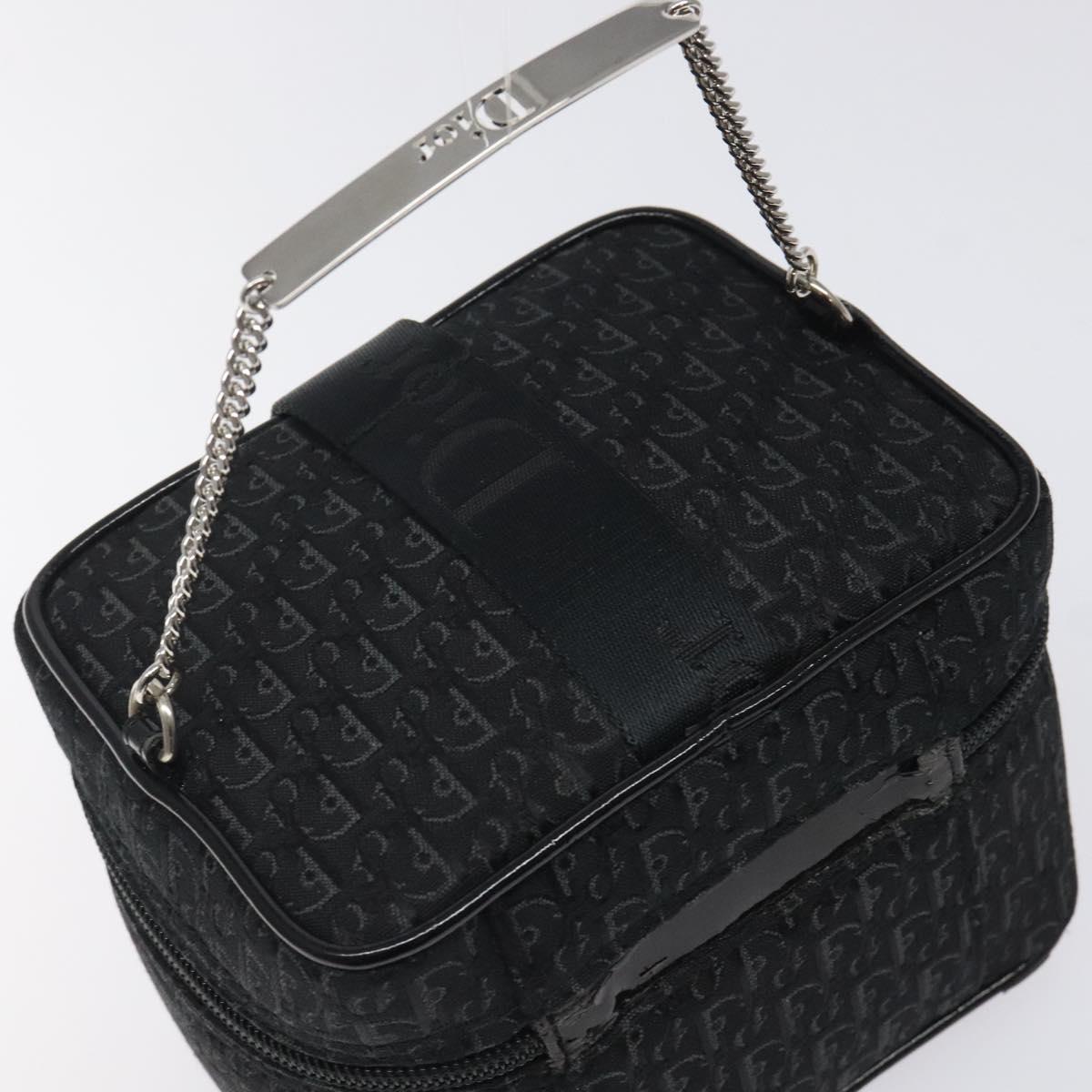 Christian Dior Trotter Canvas Vanity Pouch Black Silver Auth bs25322