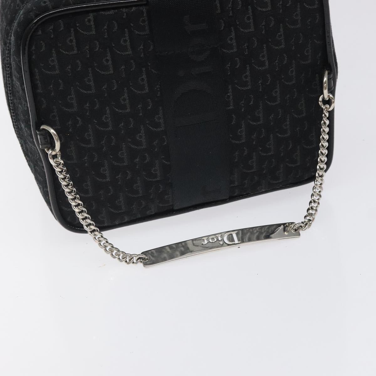 Christian Dior Trotter Canvas Vanity Pouch Black Silver Auth bs25322
