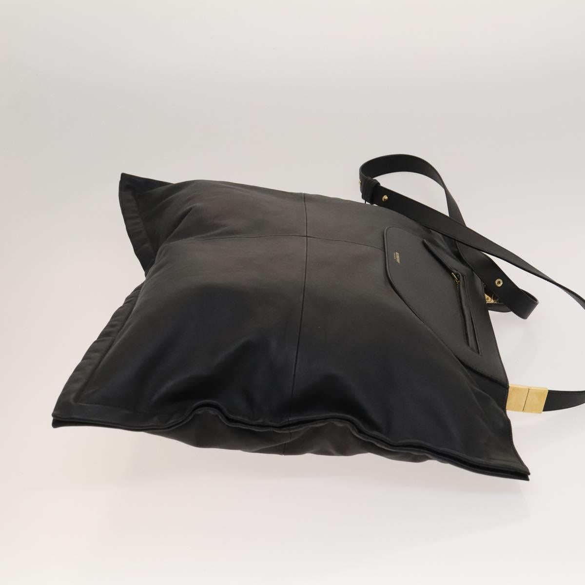 BURBERRY Shoulder Bag Leather Black Gold Auth bs25324