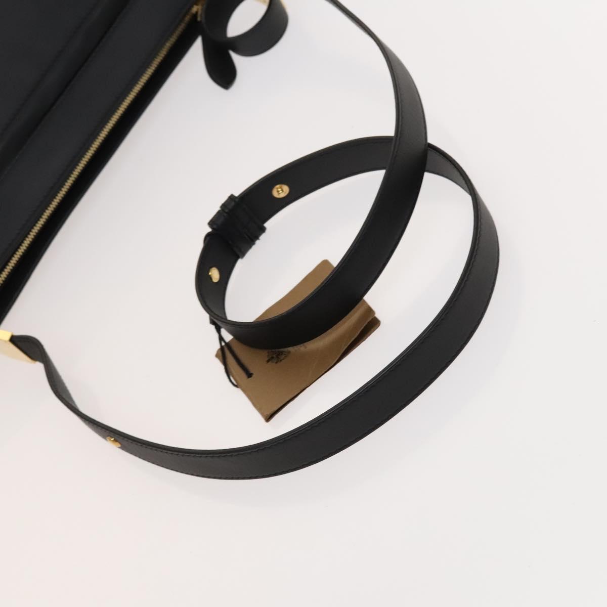 BURBERRY Shoulder Bag Leather Black Gold Auth bs25324