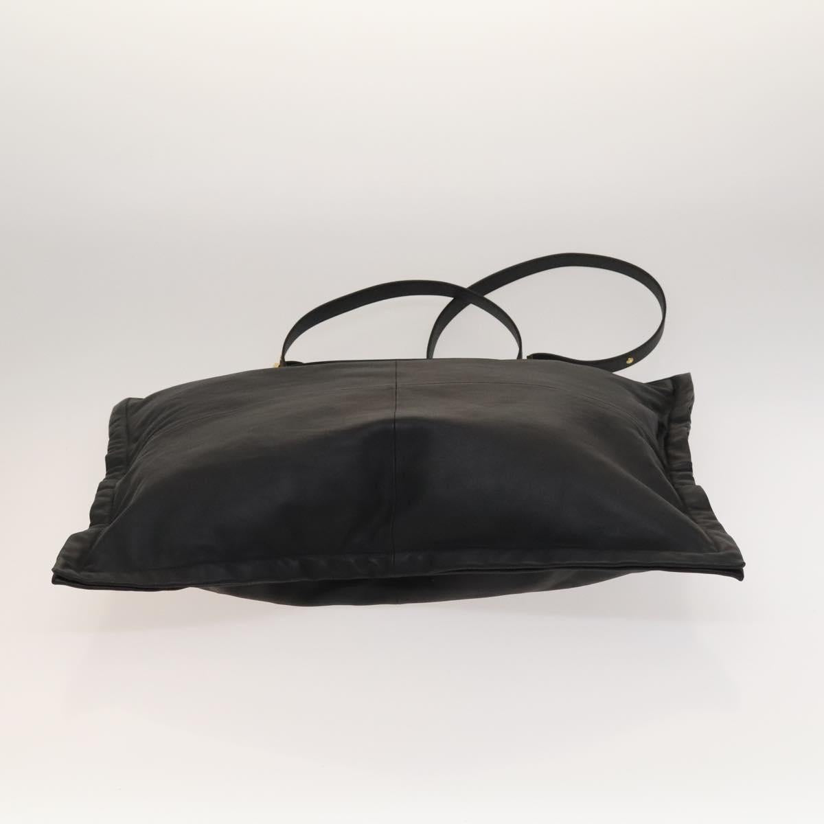 BURBERRY Shoulder Bag Leather Black Gold Auth bs25324