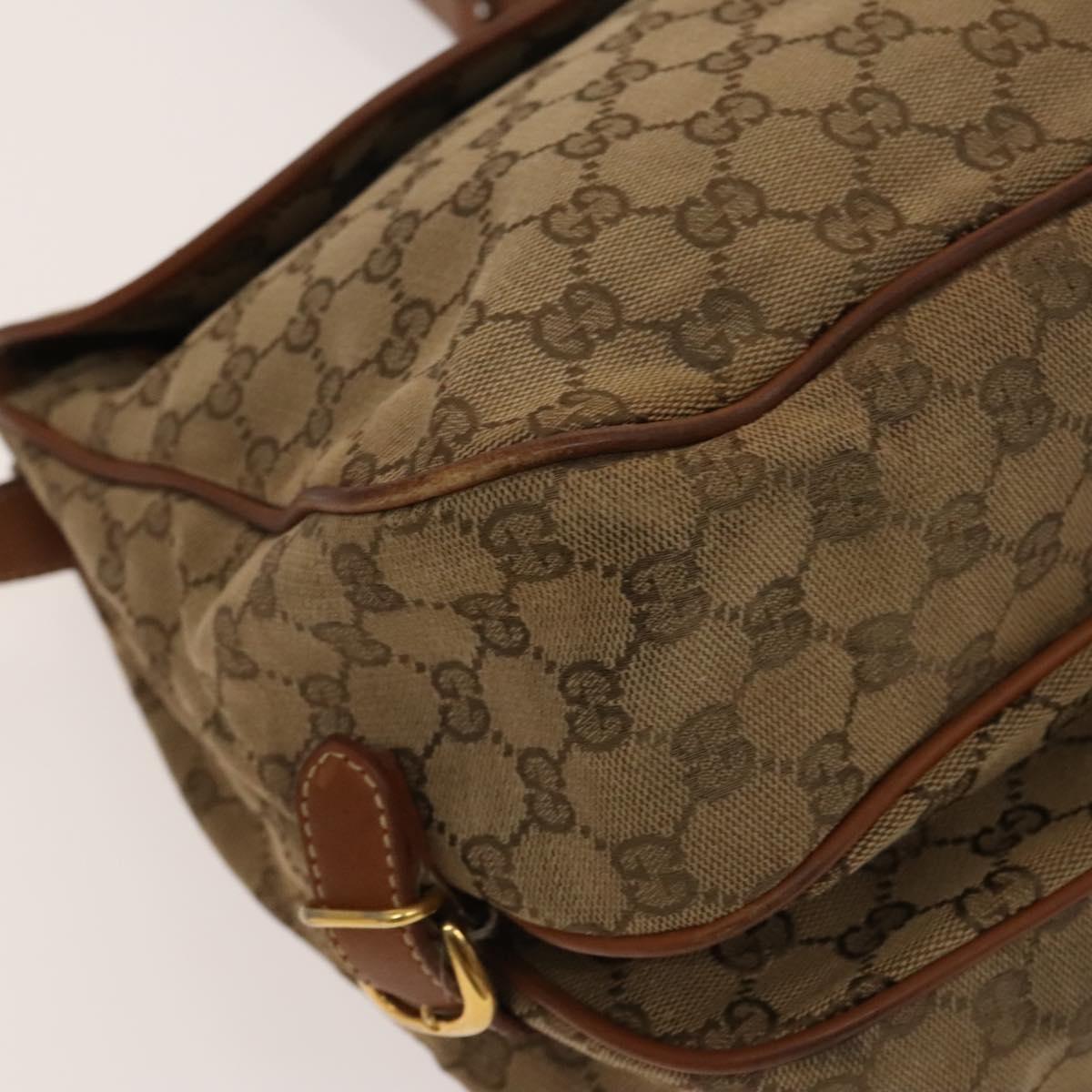 GUCCI GG Canvas Shoulder Bag Beige Gold Auth bs25338