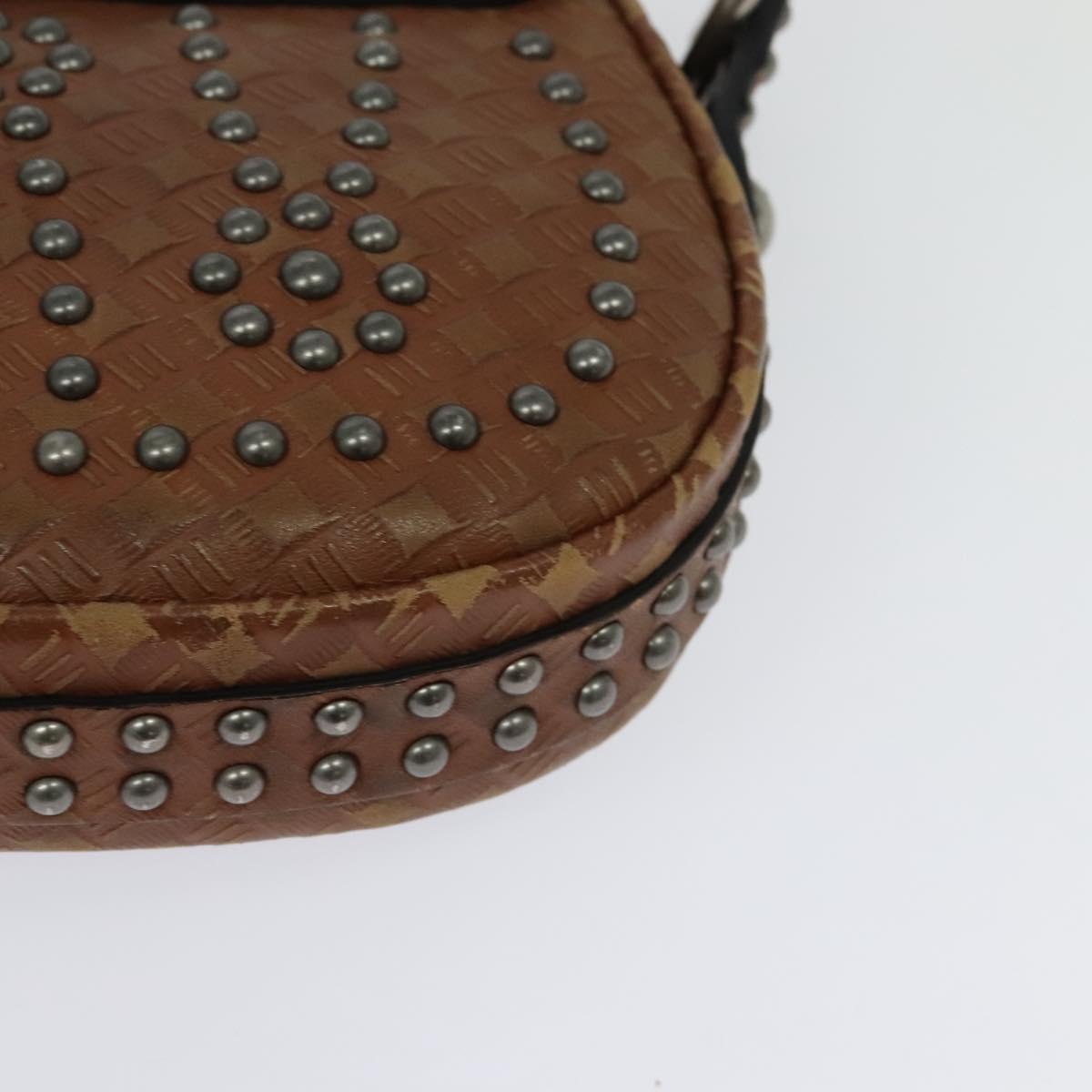 Christian Dior D FENCE Shoulder Bag Leather Brown Auth bs25342