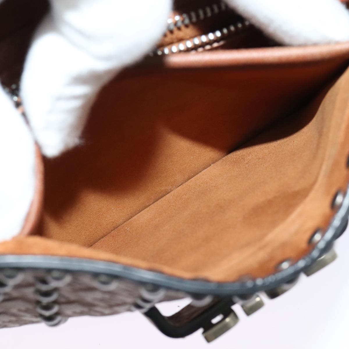 Christian Dior D FENCE Shoulder Bag Leather Brown Auth bs25342