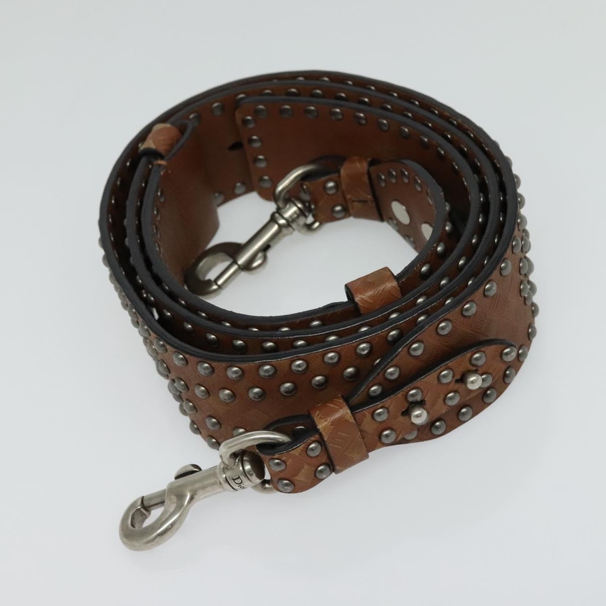 Christian Dior D FENCE Shoulder Bag Leather Brown Auth bs25342