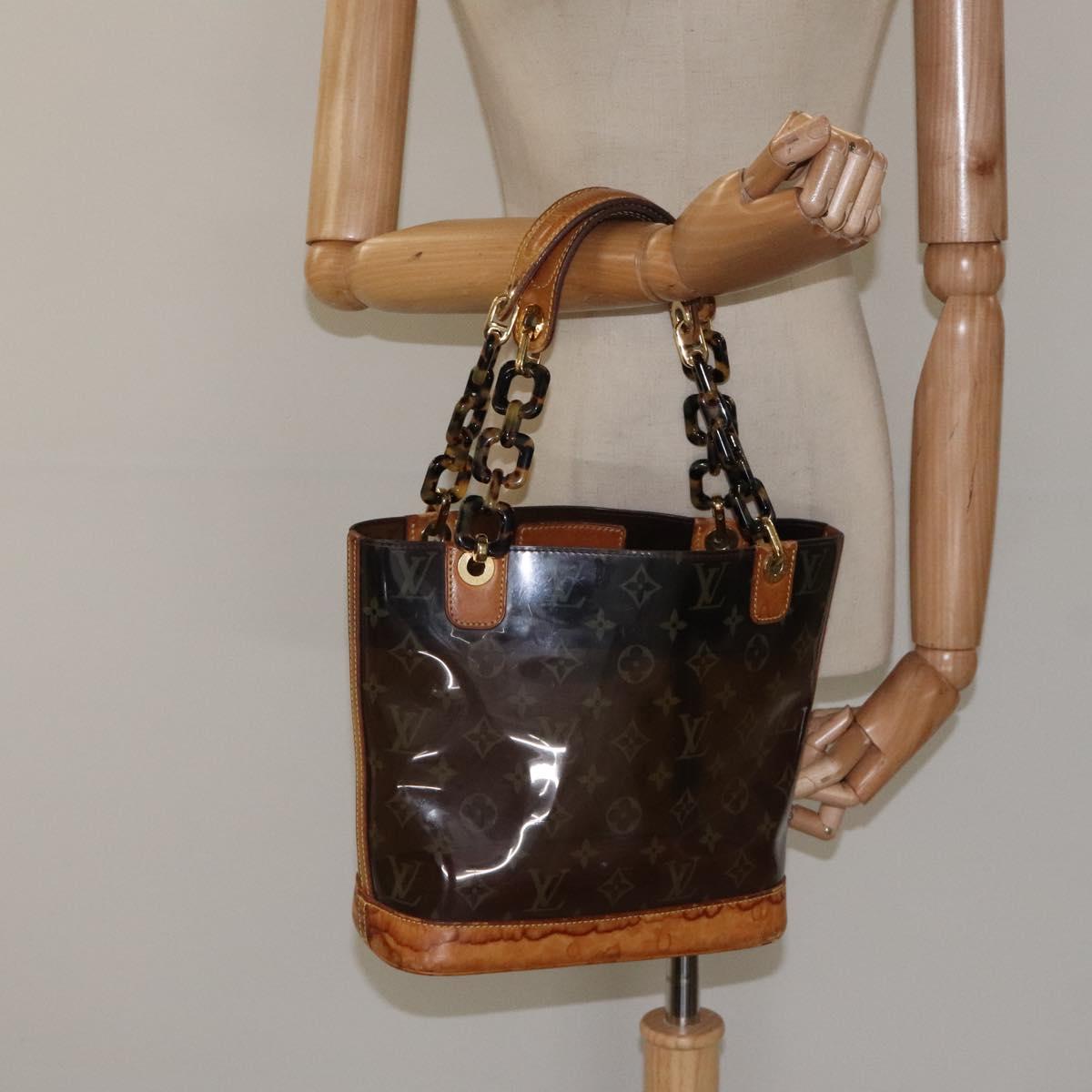LOUIS VUITTON Monogram Vinyl Cava Amble PM Tote Bag Brown M92502 LV Auth bs25358
