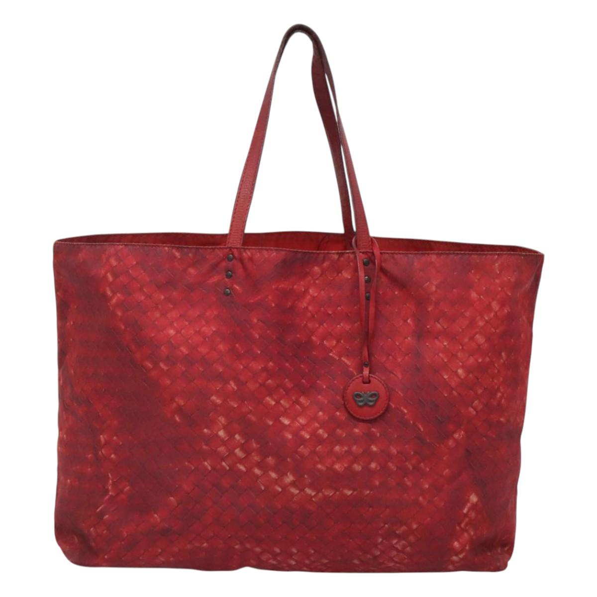 BOTTEGA VENETA Tote Bag Nylon Red Auth bs25362