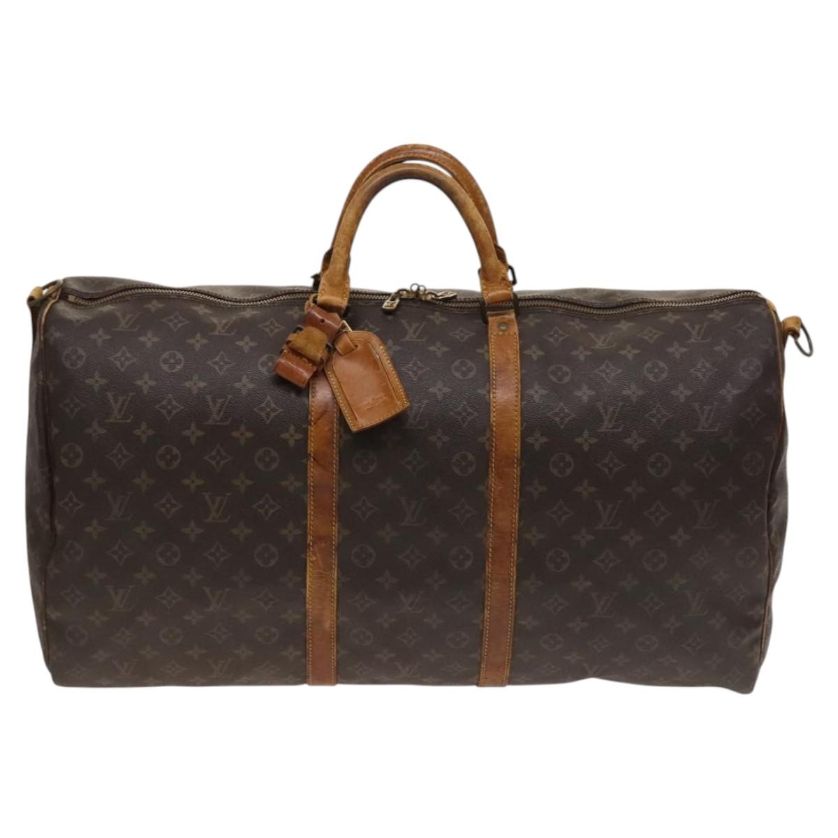 LOUIS VUITTON Monogram Keepall Bandouliere 60 Boston Bag M41412 LV Auth bs25364