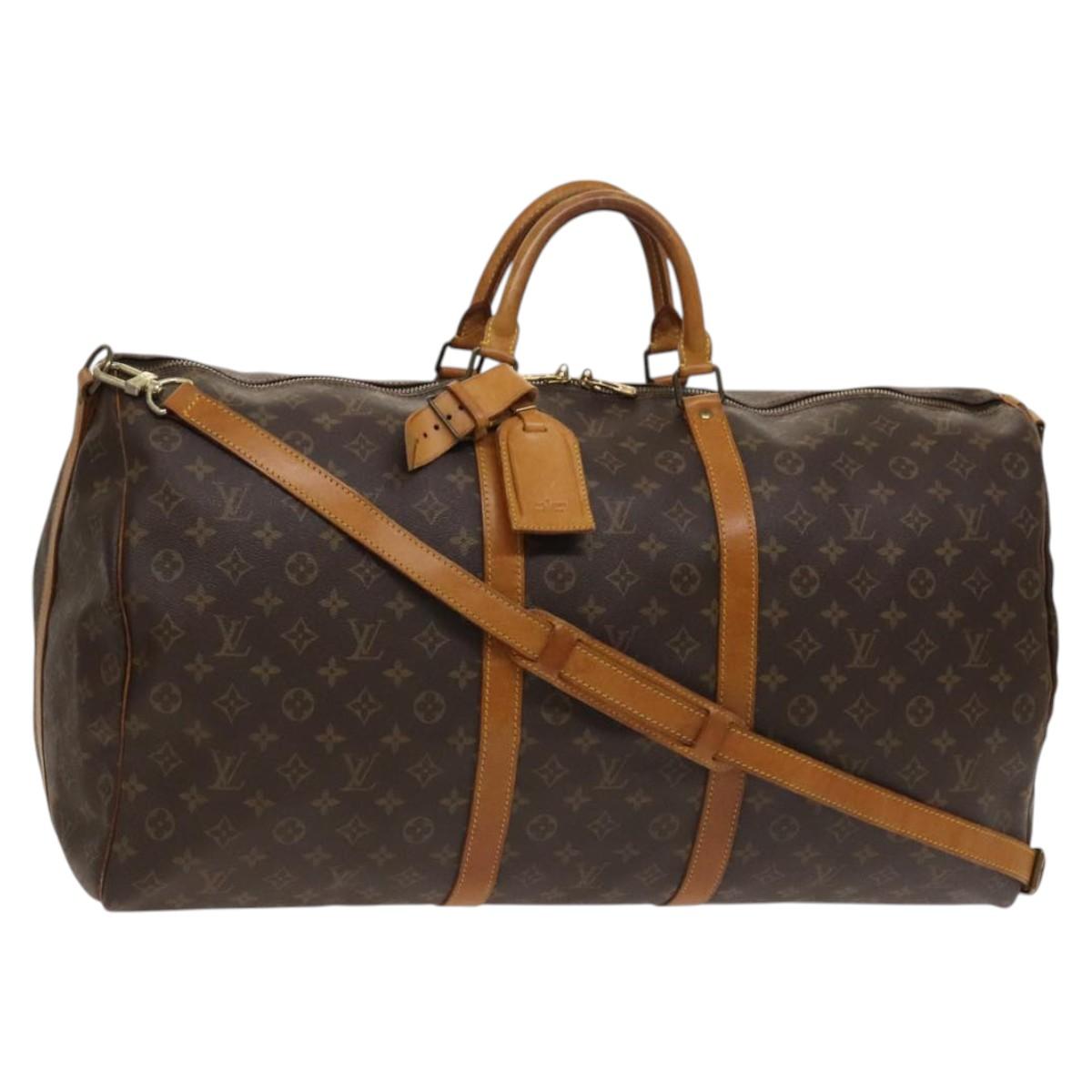 LOUIS VUITTON Monogram Keepall Bandouliere 60 Boston Bag M41412 LV Auth bs25365