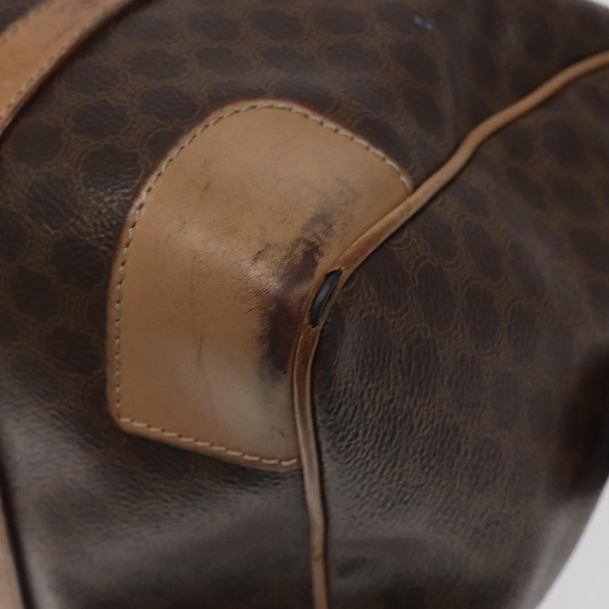 CELINE Macadam Canvas Hand Bag PVC Leather Brown Gold Auth bs25372