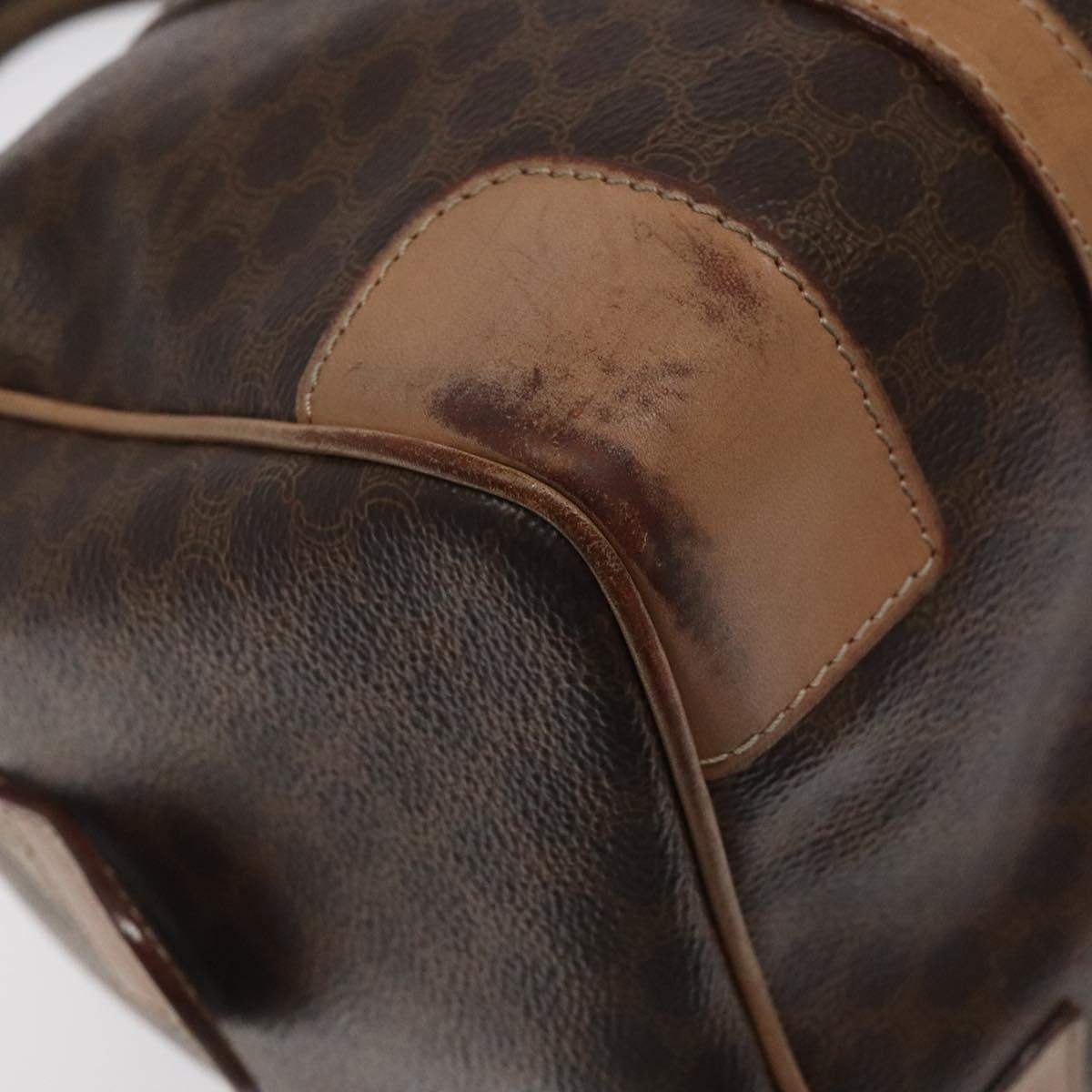 CELINE Macadam Canvas Hand Bag PVC Leather Brown Gold Auth bs25372